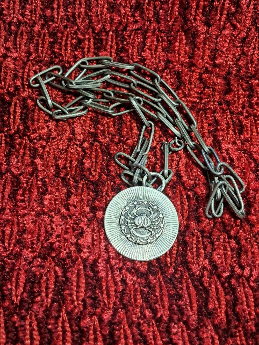 Vintage 1970s Sarah Coventry Zodiac Chain Pendant Necklace July Cancer Crab